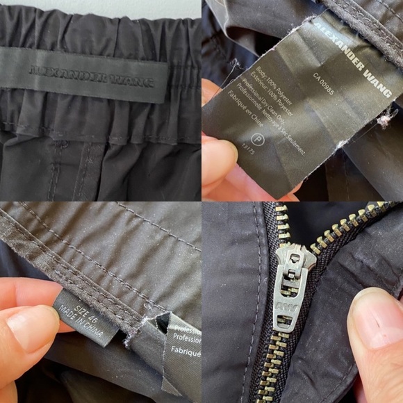 ALEXANDER Wang Utility Pants Metal Polyester Zipper Zip Ankles Track Black Retro - Picture 15 of 16